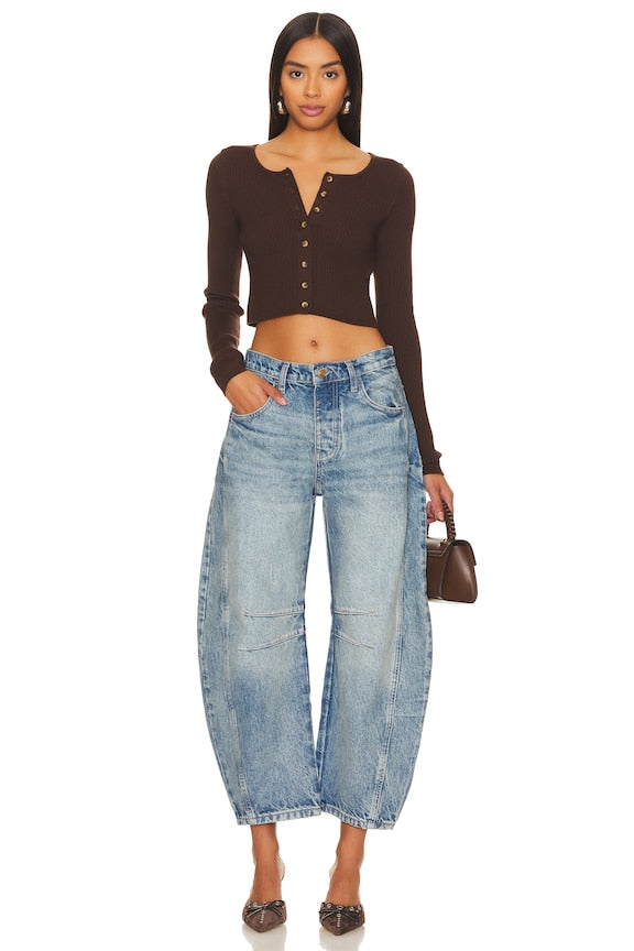 x We The Free Good Luck Mid Rise Barrel Jeans