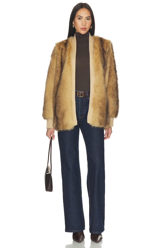 Heloise Faux Fur Belted Wrap Jacket