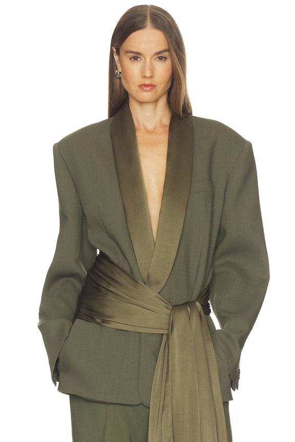Wool Blend Longline Suiting Blazer