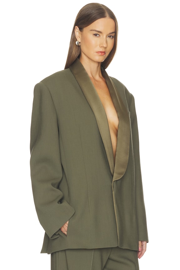 Wool Blend Longline Suiting Blazer