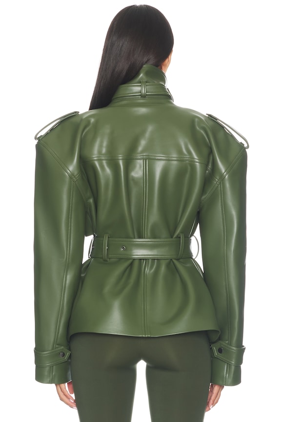 Faux Leather Belted Trench