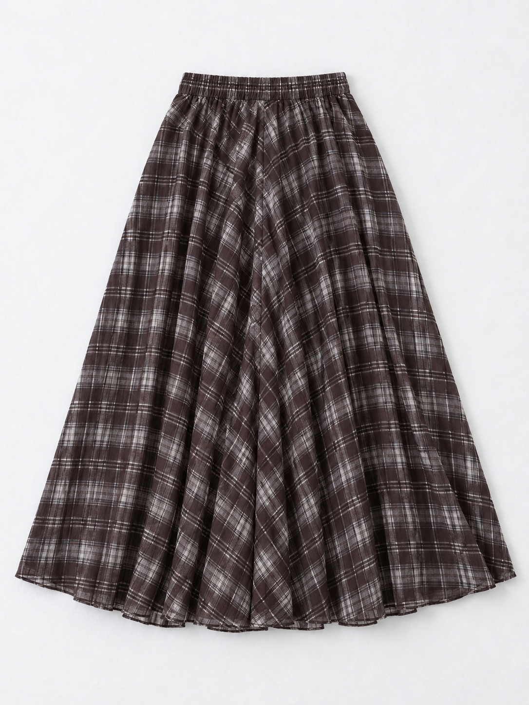 Muted Check Maxi Skirt