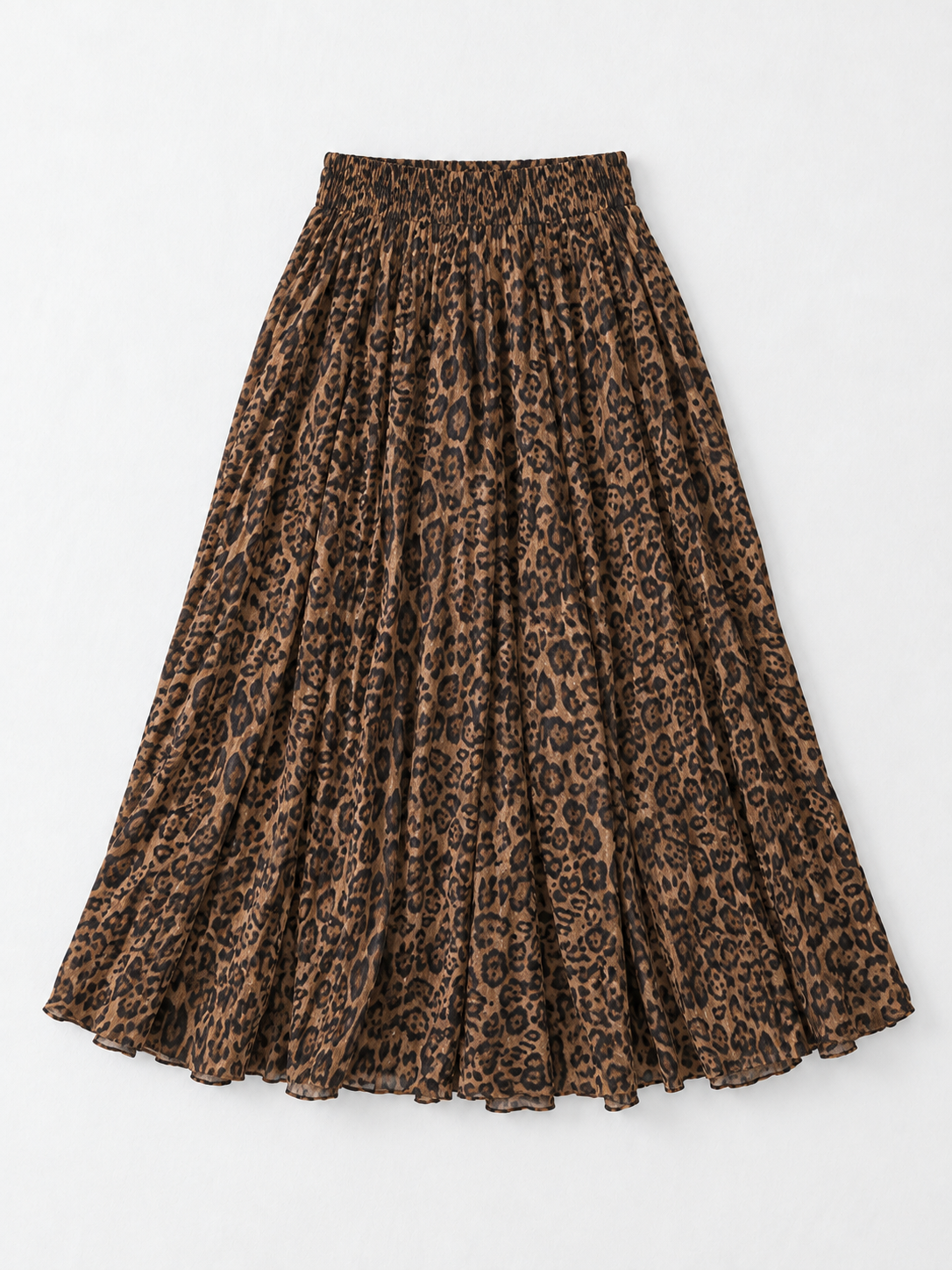 Leopard Pleated Midi Skirt