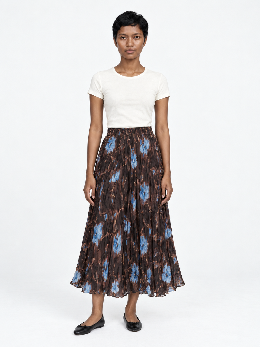 Leopard Pleated Midi Skirt