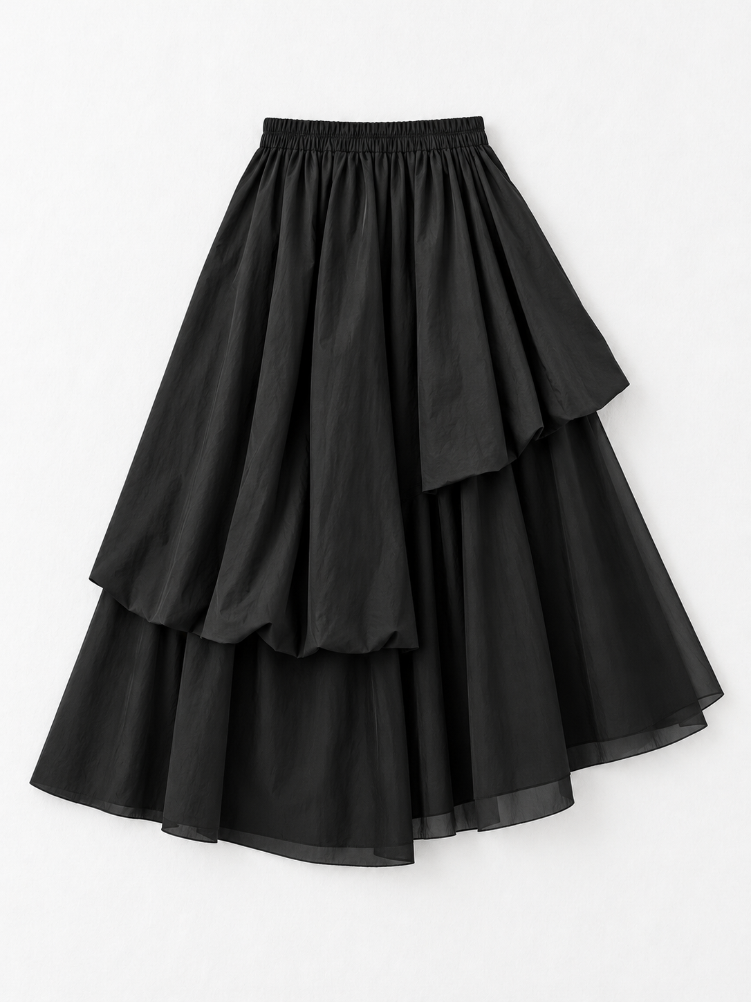 Asymmetric Layered Midi Skirt