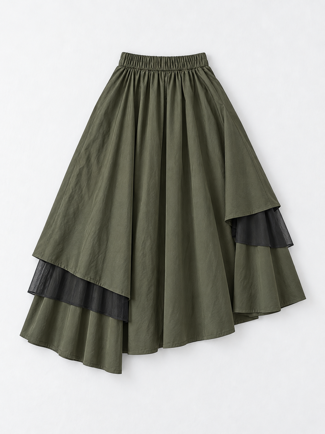 Asymmetric Layered Midi Skirt