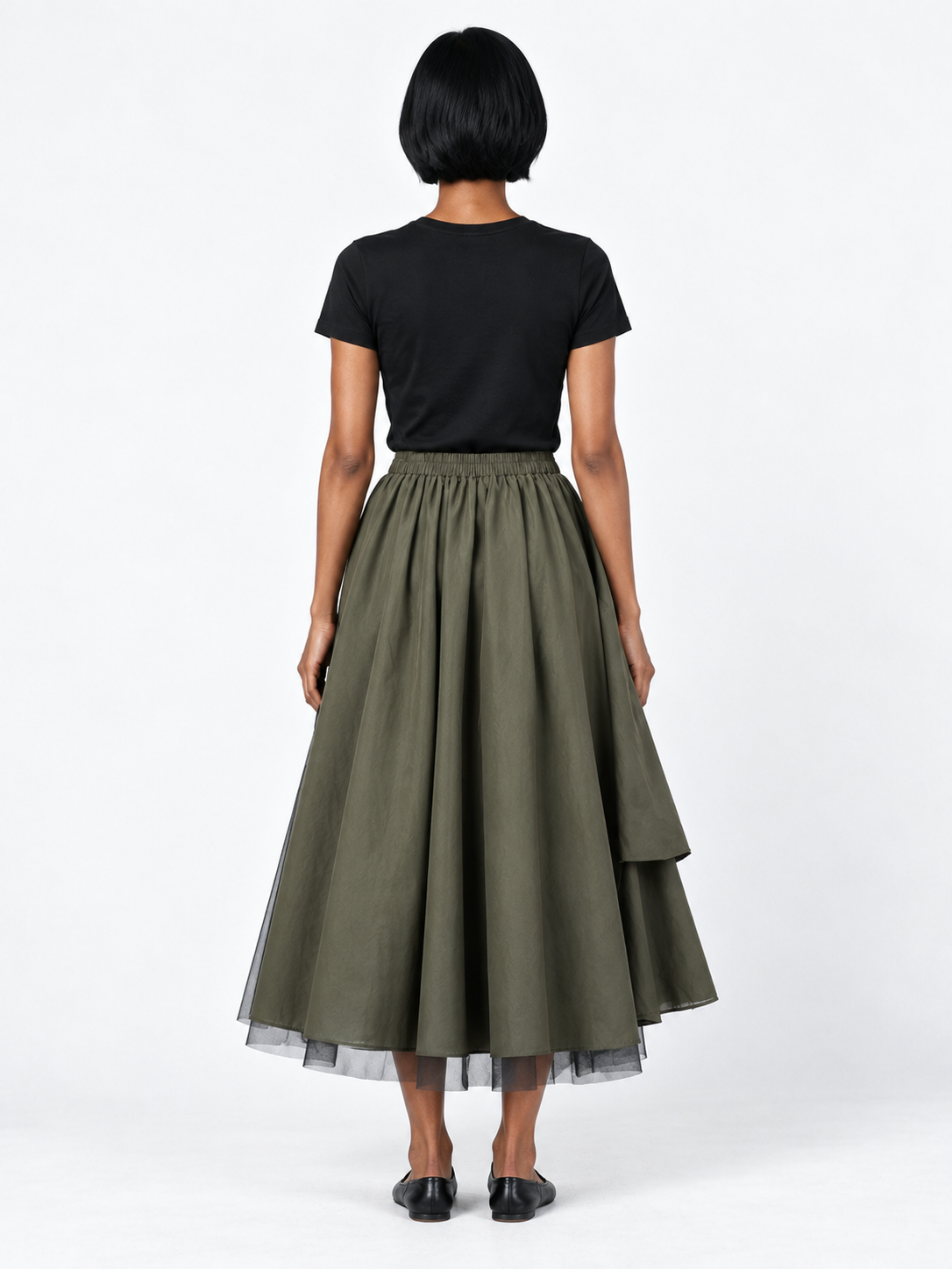 Asymmetric Layered Midi Skirt