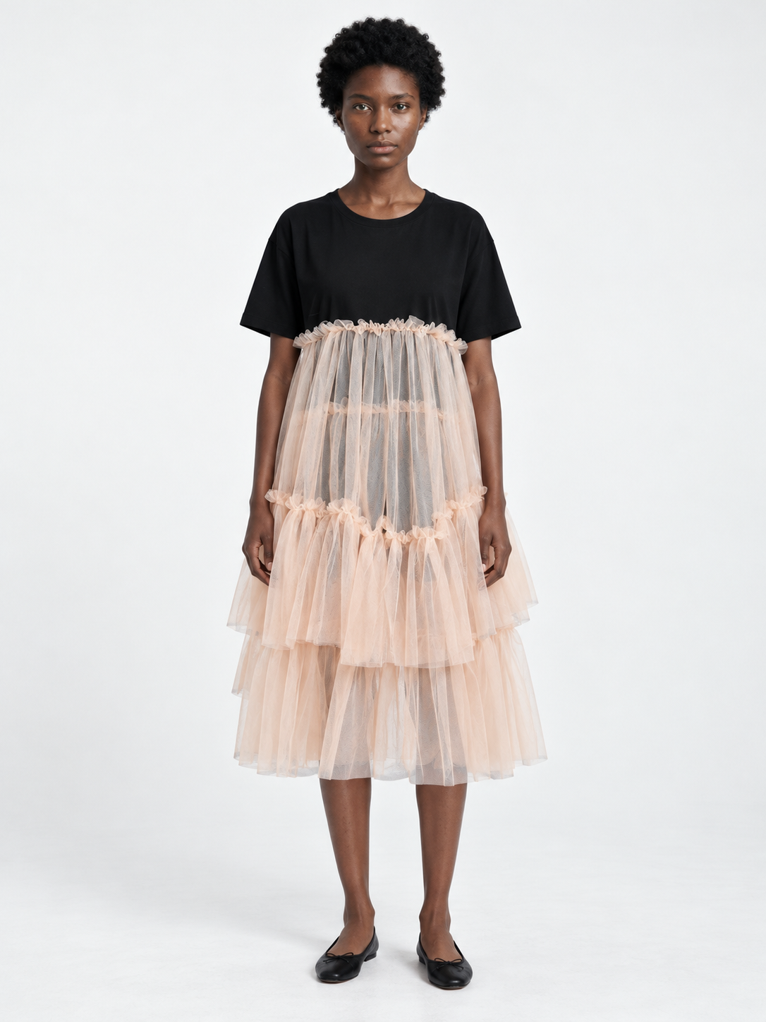 Contrast Tulle-Tier Dress