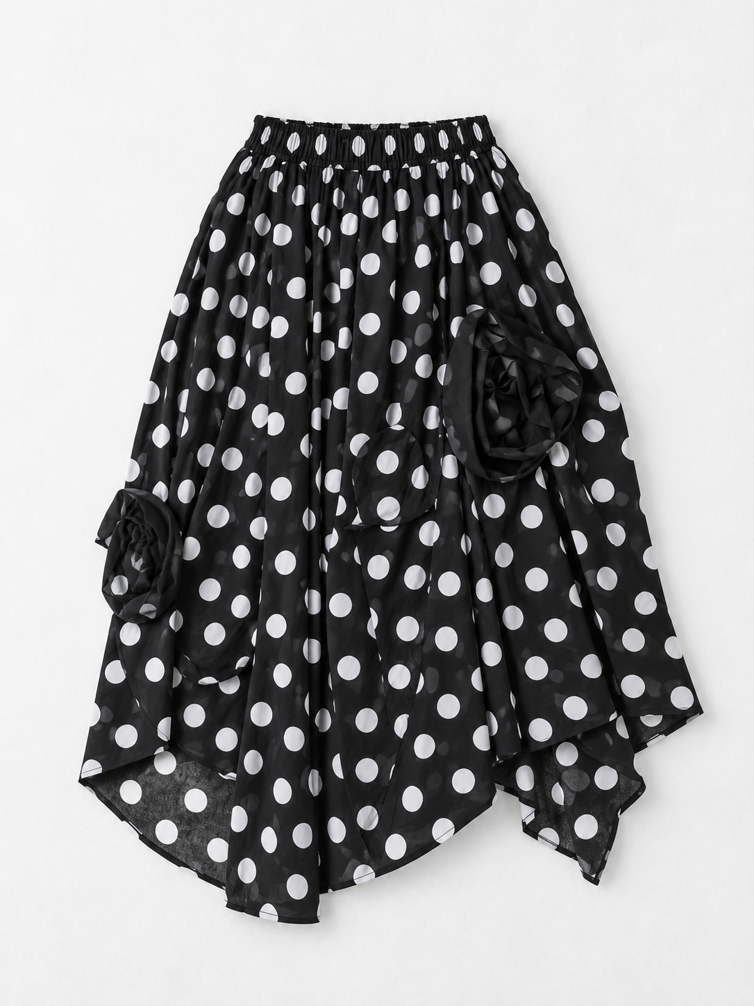 Stripe Rosette Midi Skirt