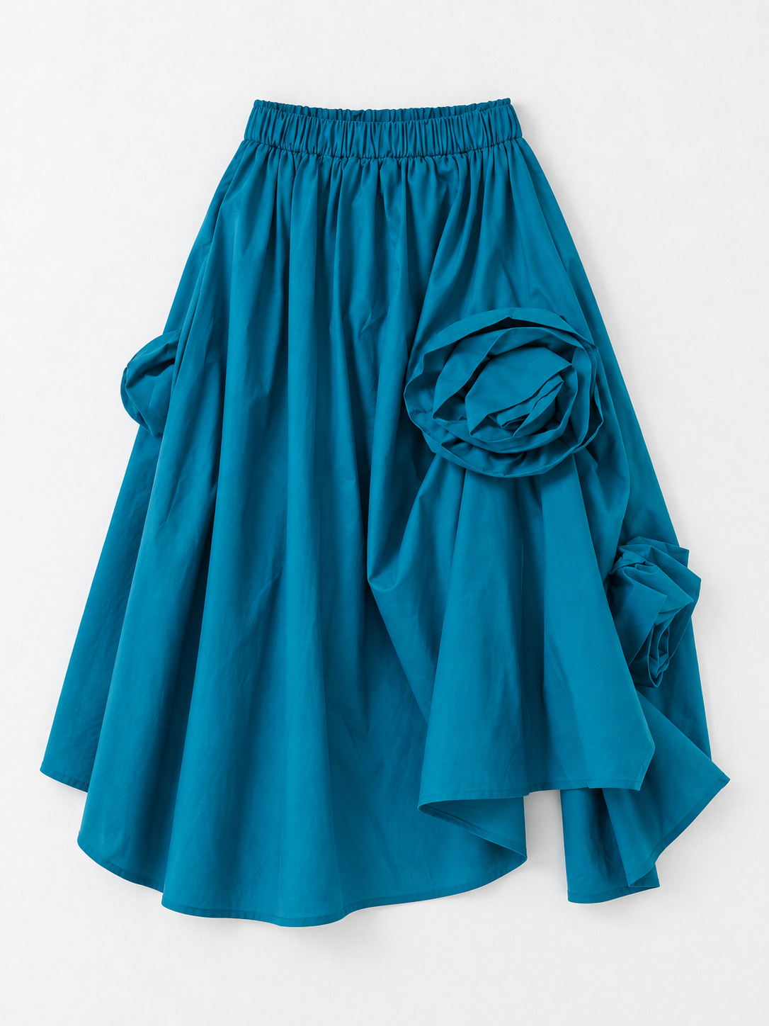 Stripe Rosette Midi Skirt