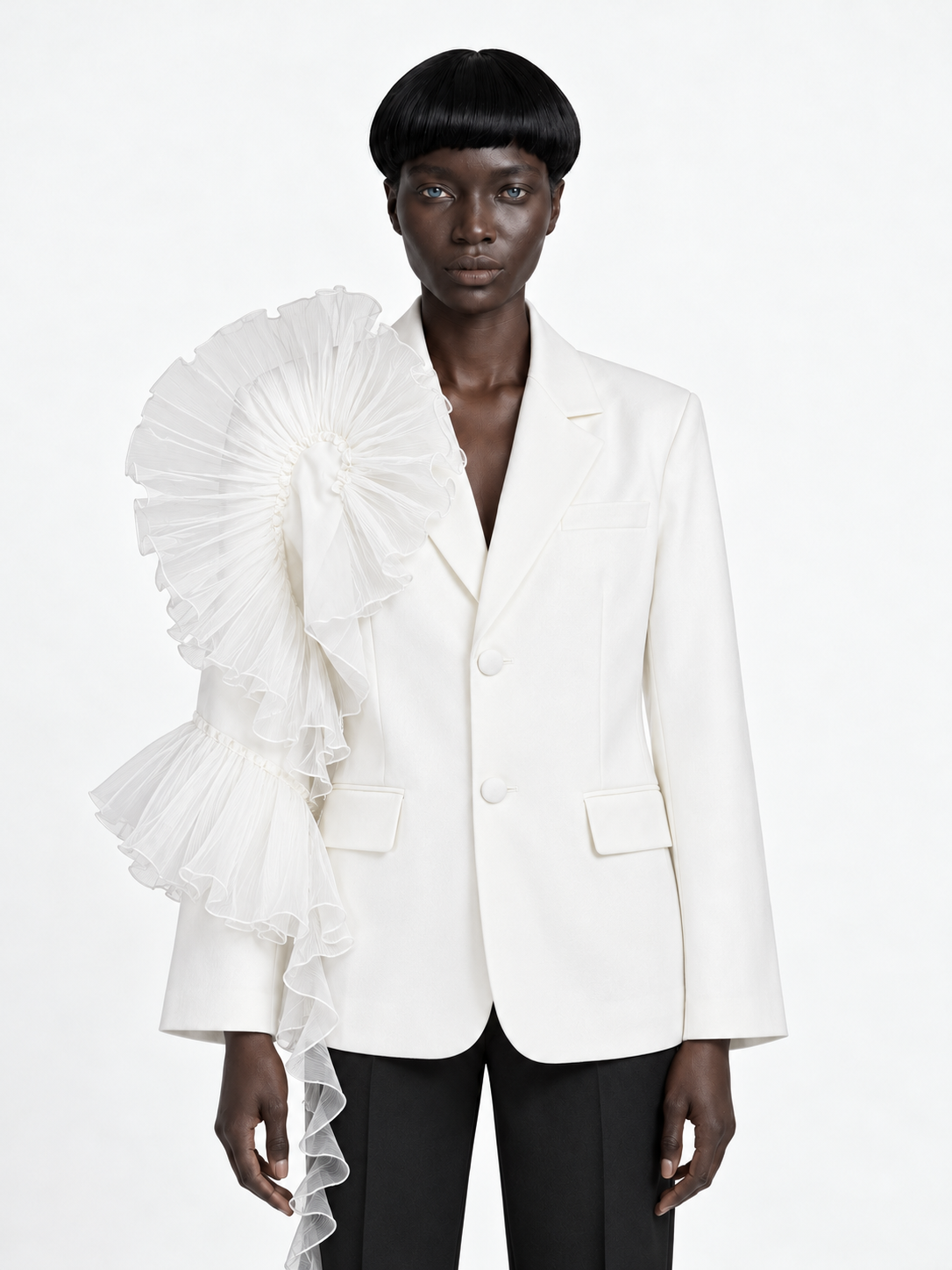 Organza Ruffle Blazer