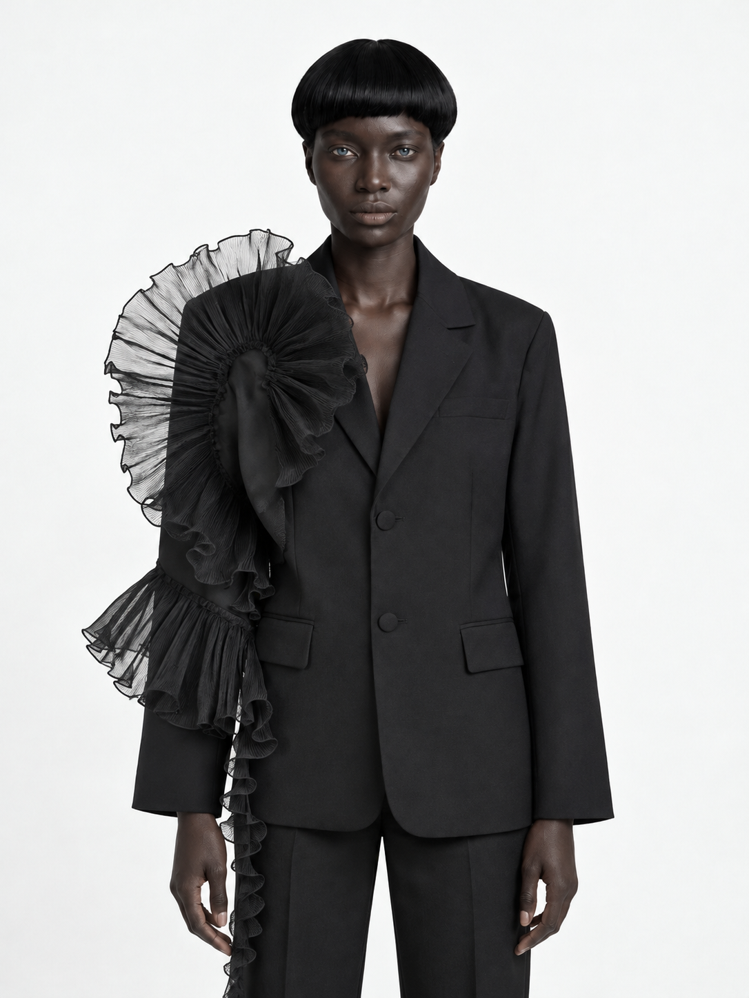 Organza Ruffle Blazer