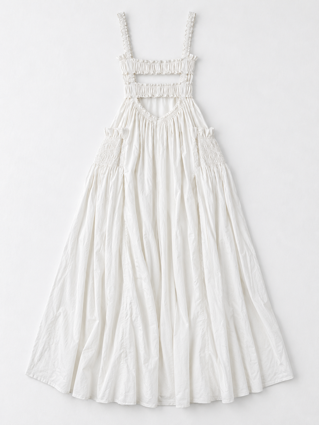 Open-Back Gathered Maxi Dress