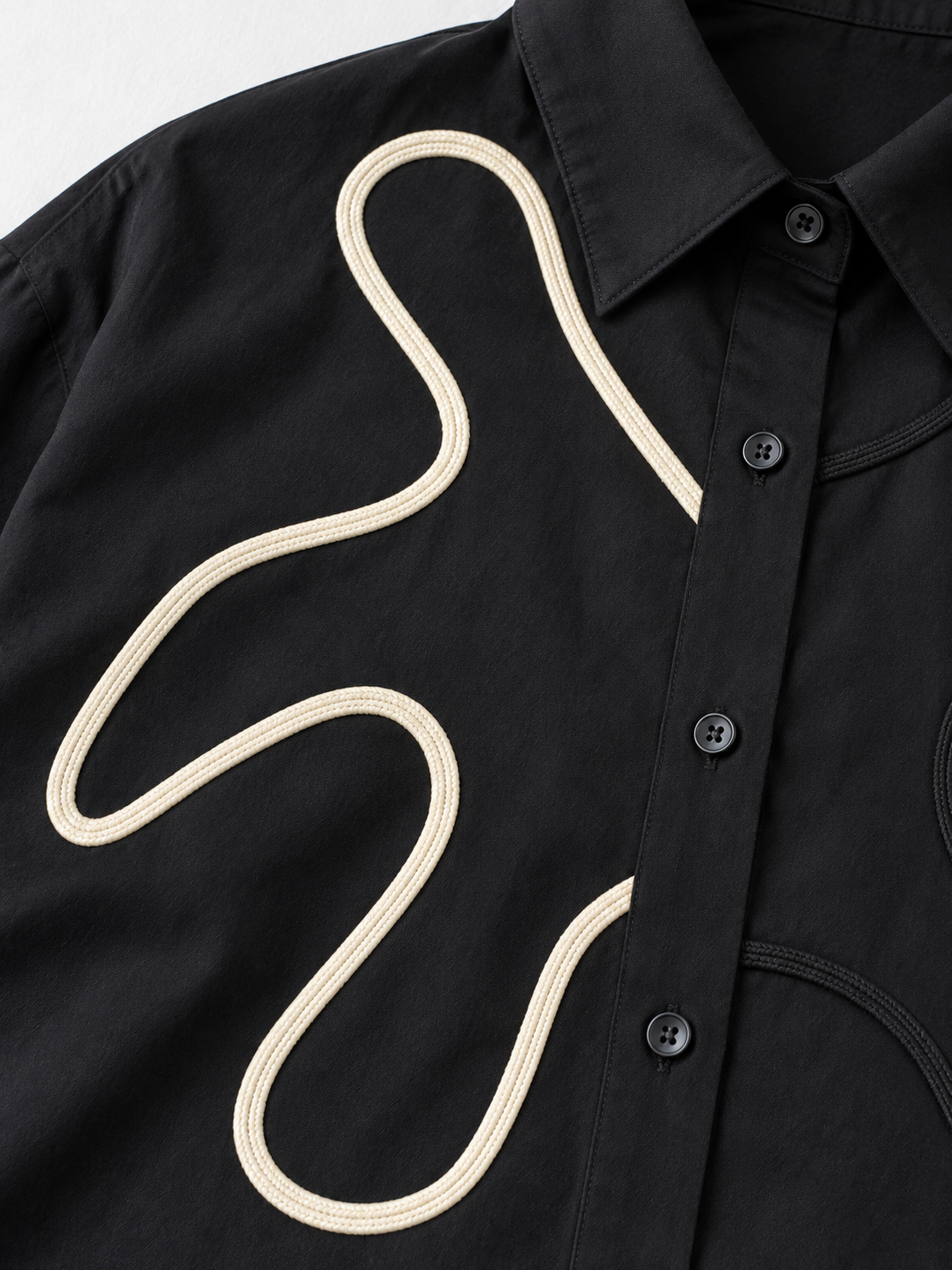 Abstract Cord-Appliqué Shirt