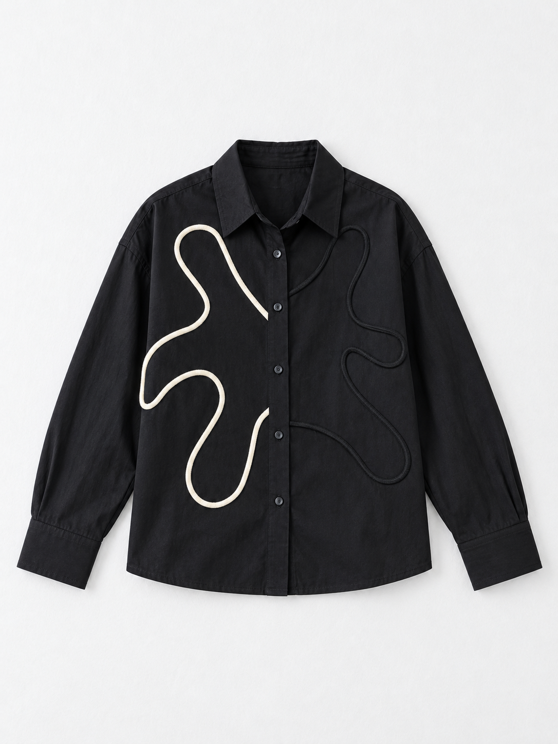 Abstract Cord-Appliqué Shirt