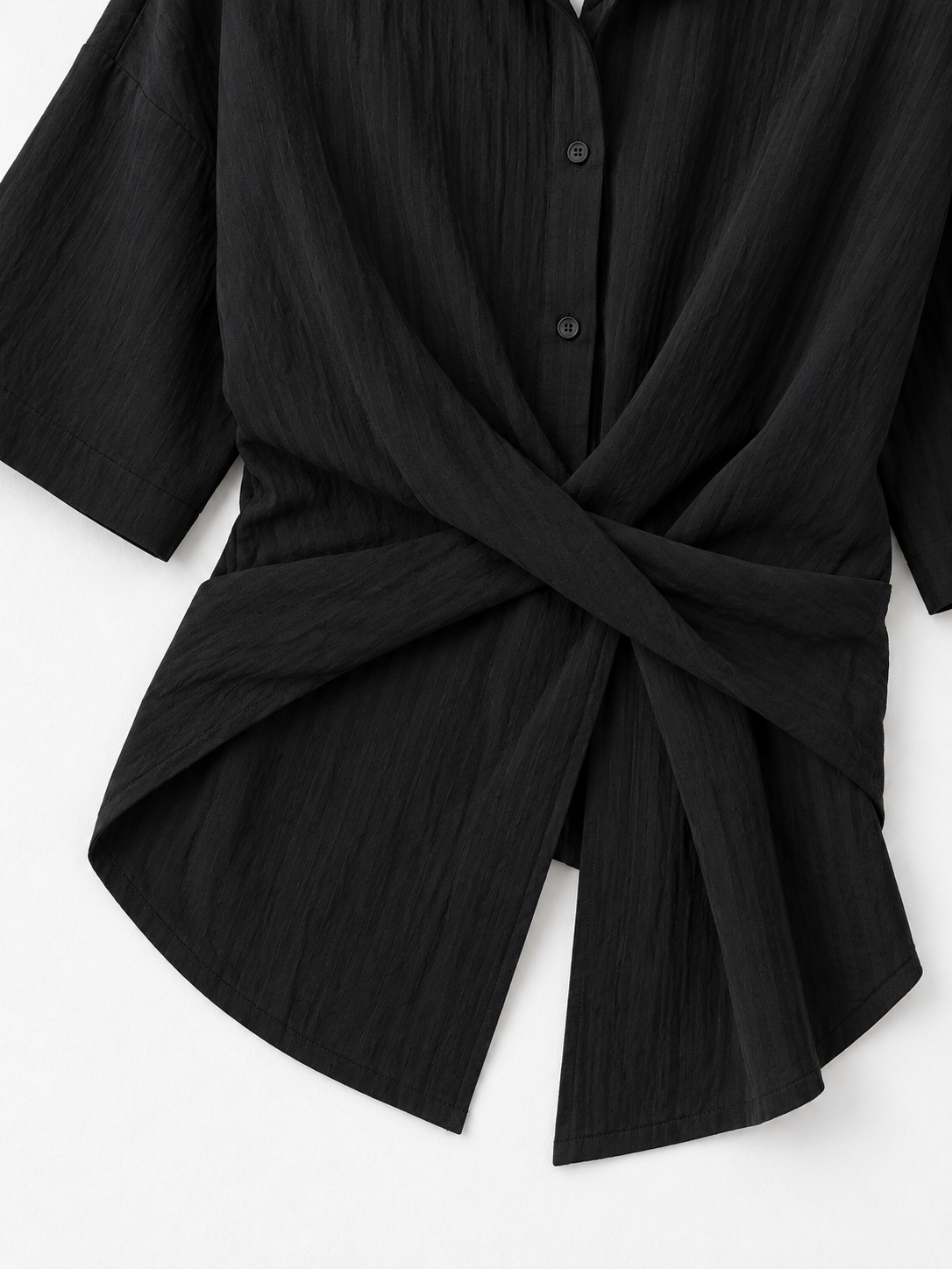 Cross-Front Short-Sleeve Shirt
