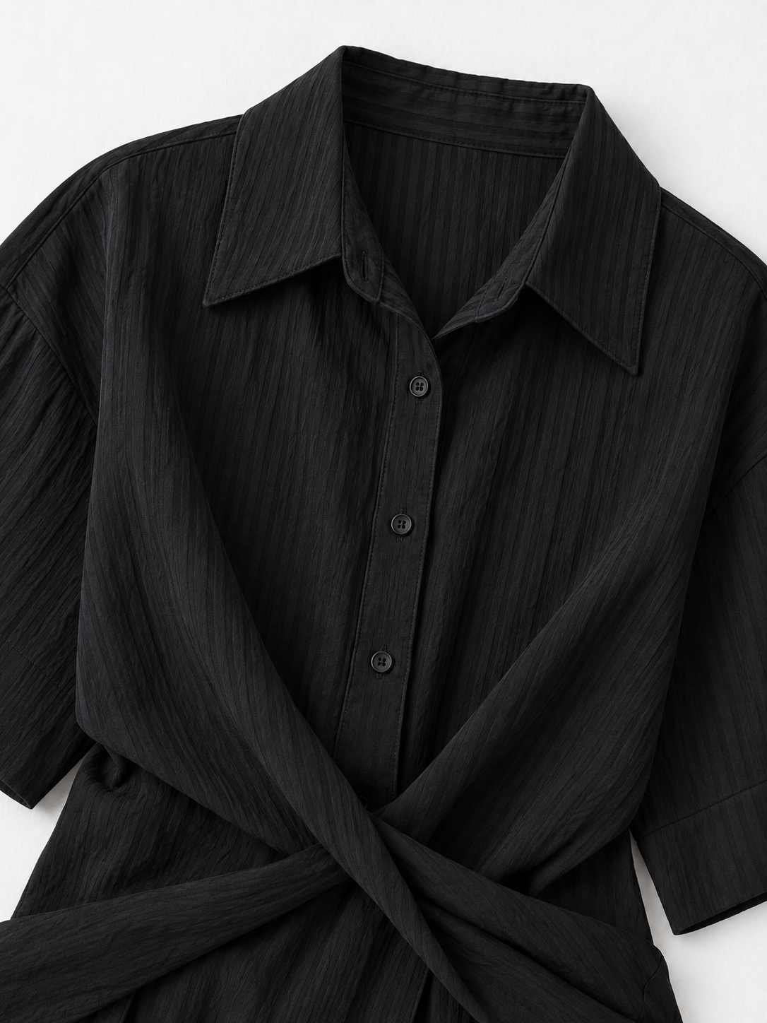 Cross-Front Short-Sleeve Shirt
