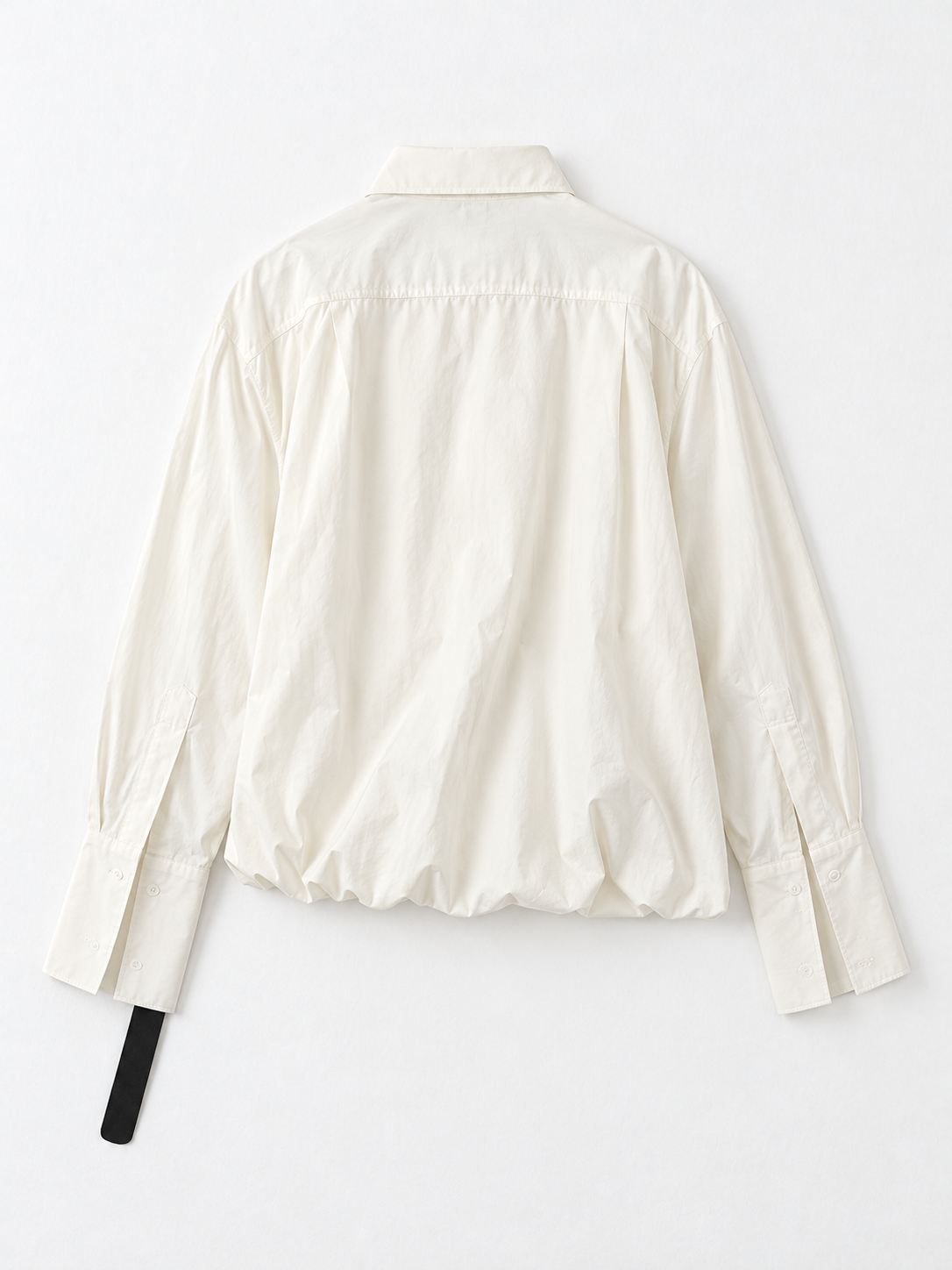 Belted Balloon-Hem Shirt