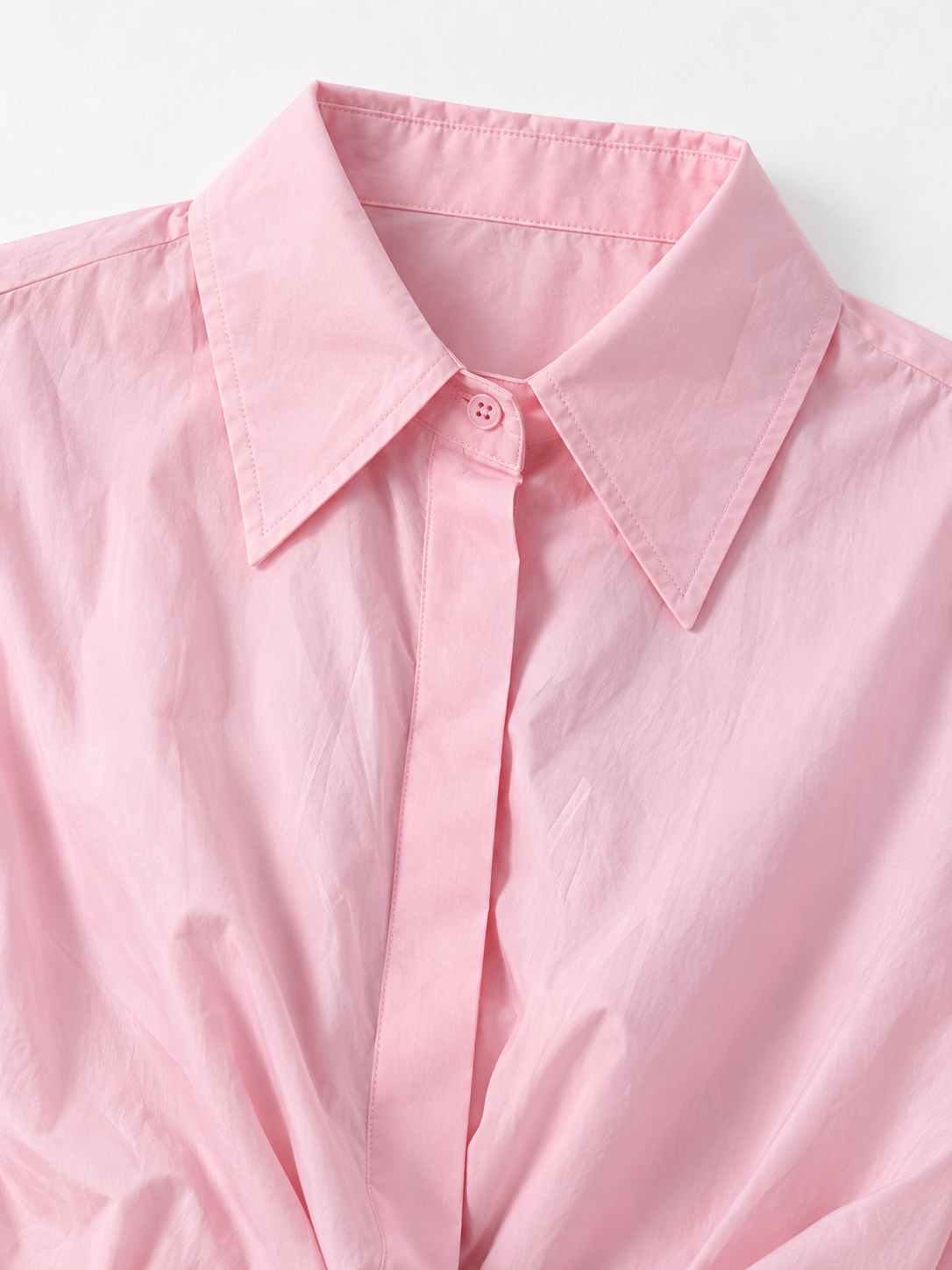 Belted Balloon-Hem Shirt