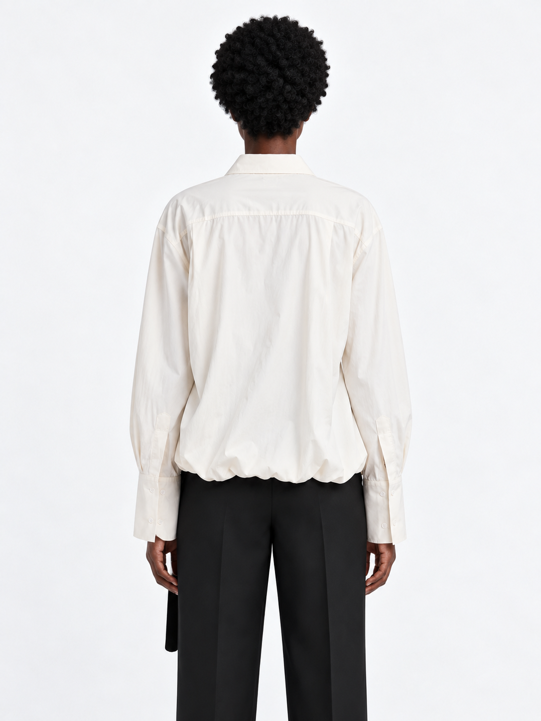 Belted Balloon-Hem Shirt
