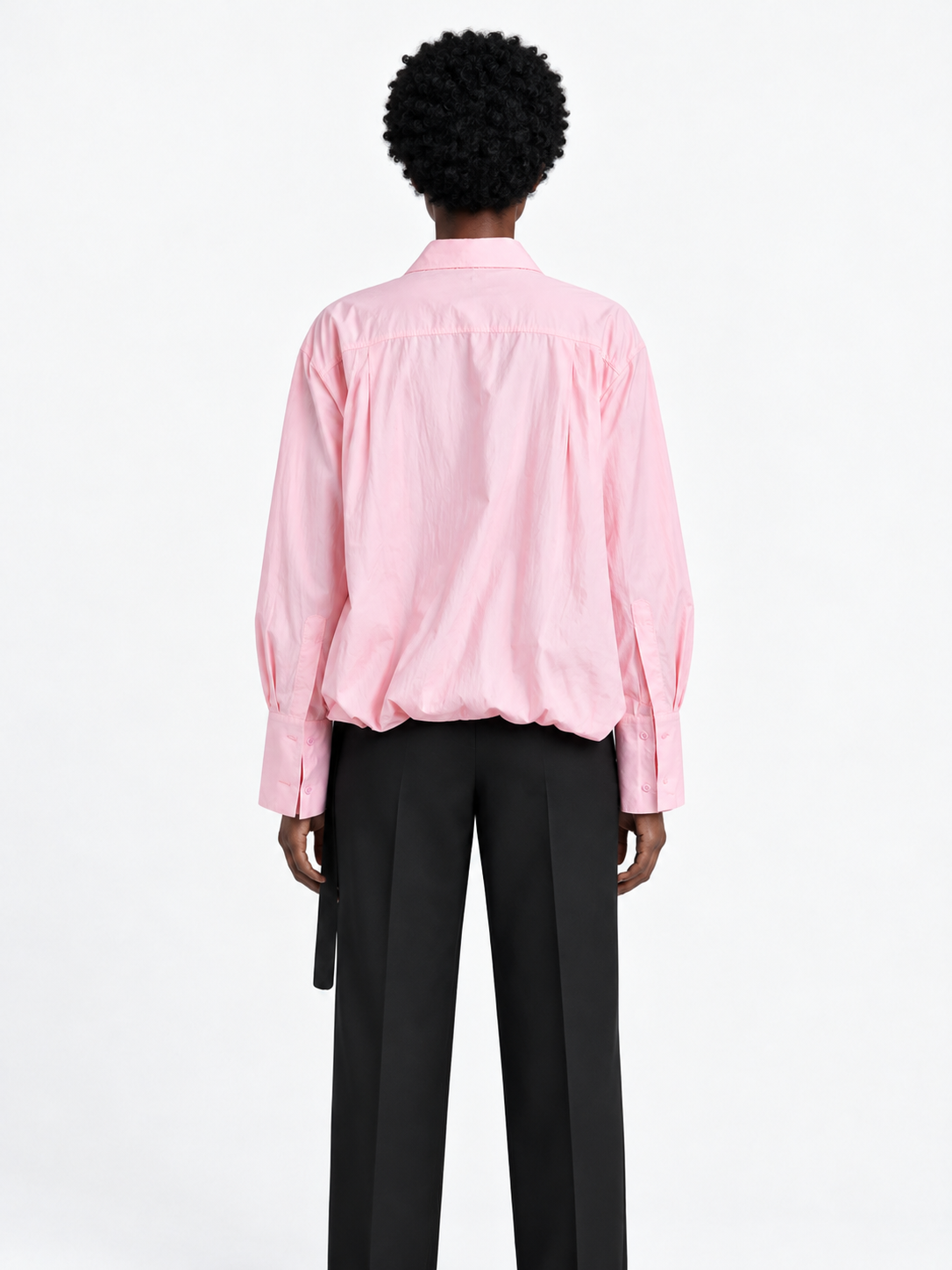 Belted Balloon-Hem Shirt