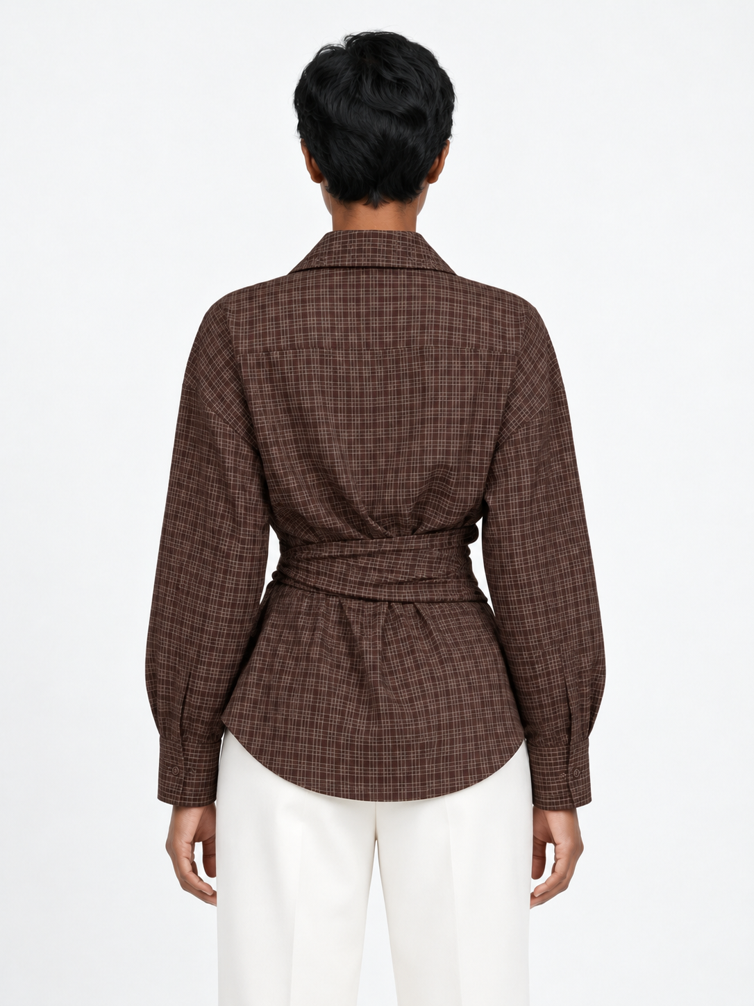 Check Wrap-Tie Shirt