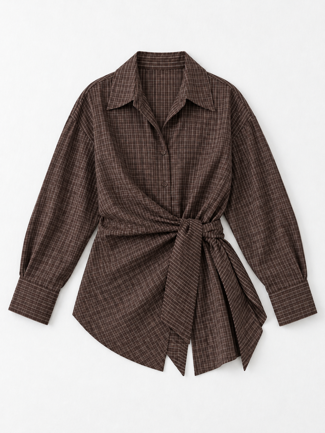 Check Wrap-Tie Shirt