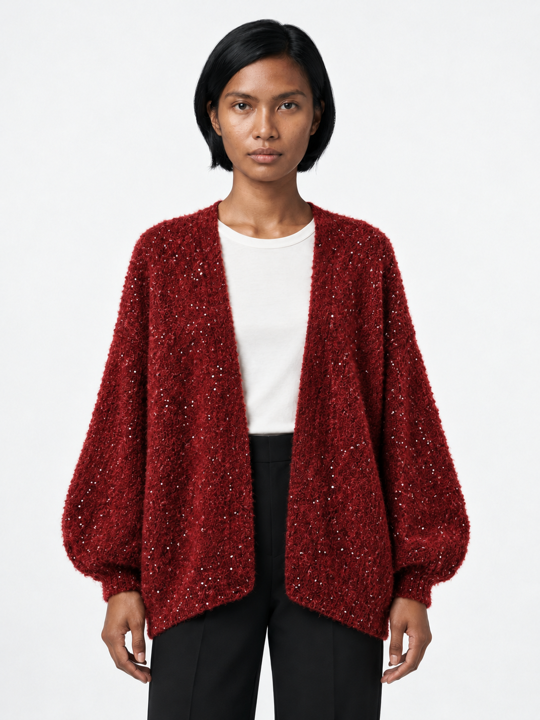 Sequin Open Knit Cardigan