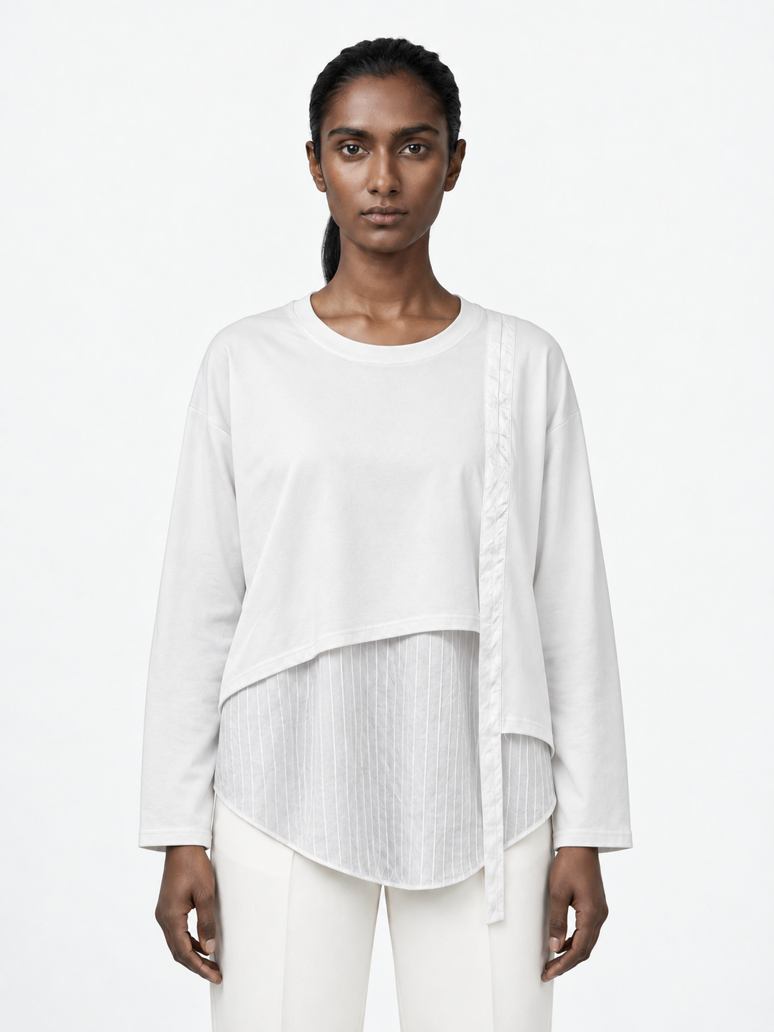 Stripe-Panel Ribbon Top