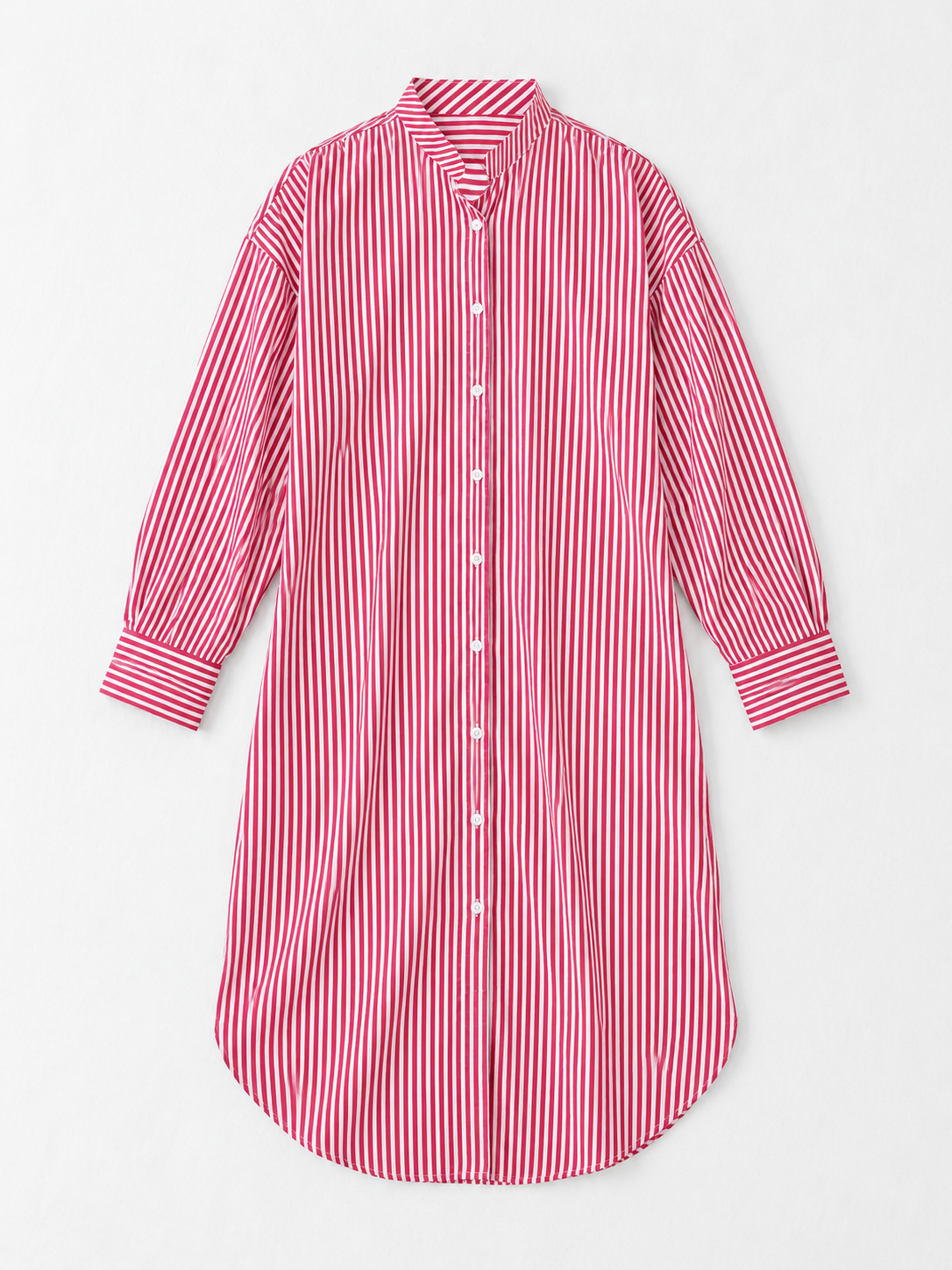 Narrow-Stripe Long Shirt Dress