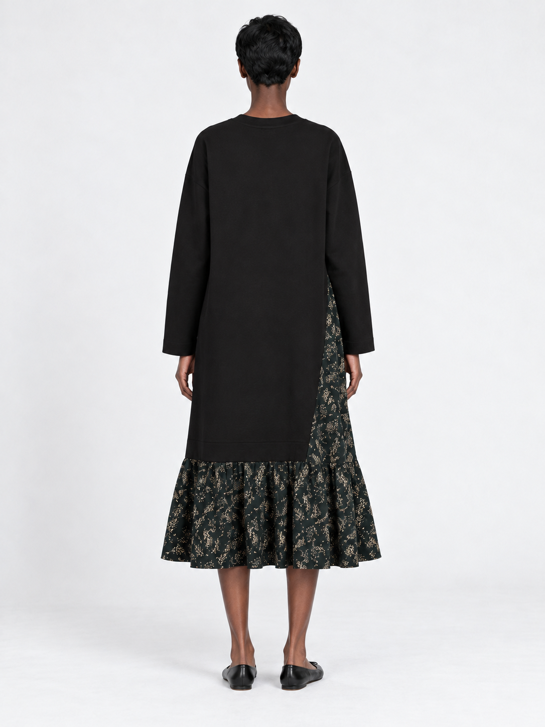 Floral-Panel Jersey Dress