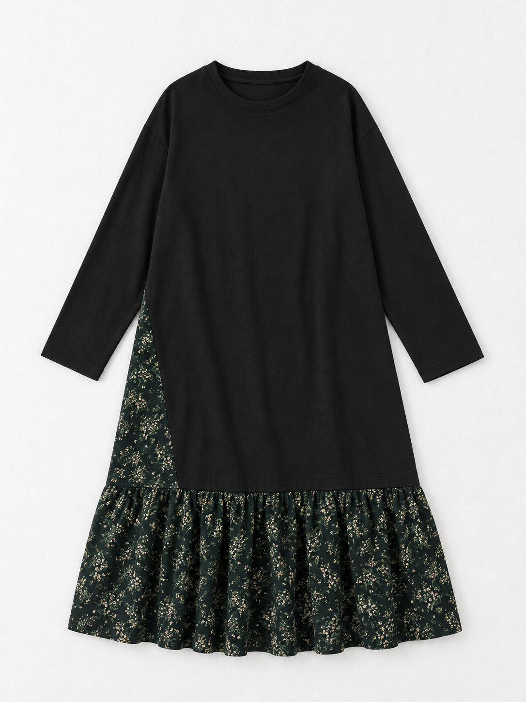 Floral-Panel Jersey Dress