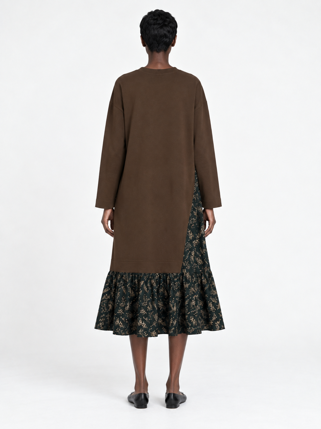 Floral-Panel Jersey Dress
