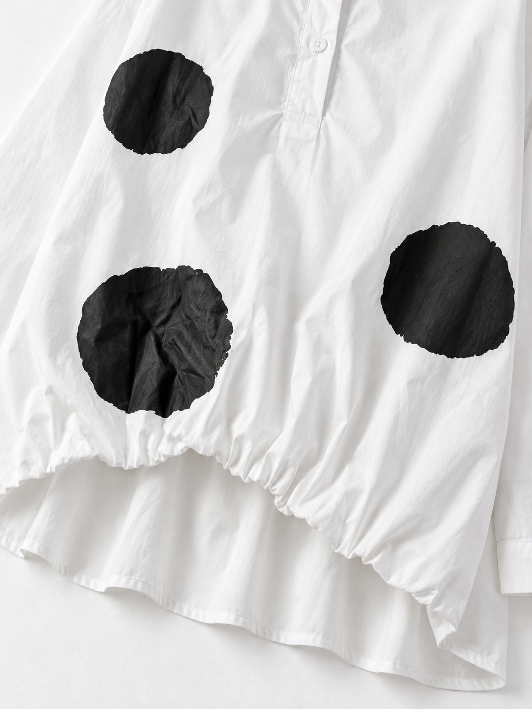 Large-Dot Ruffle-Hem Shirt