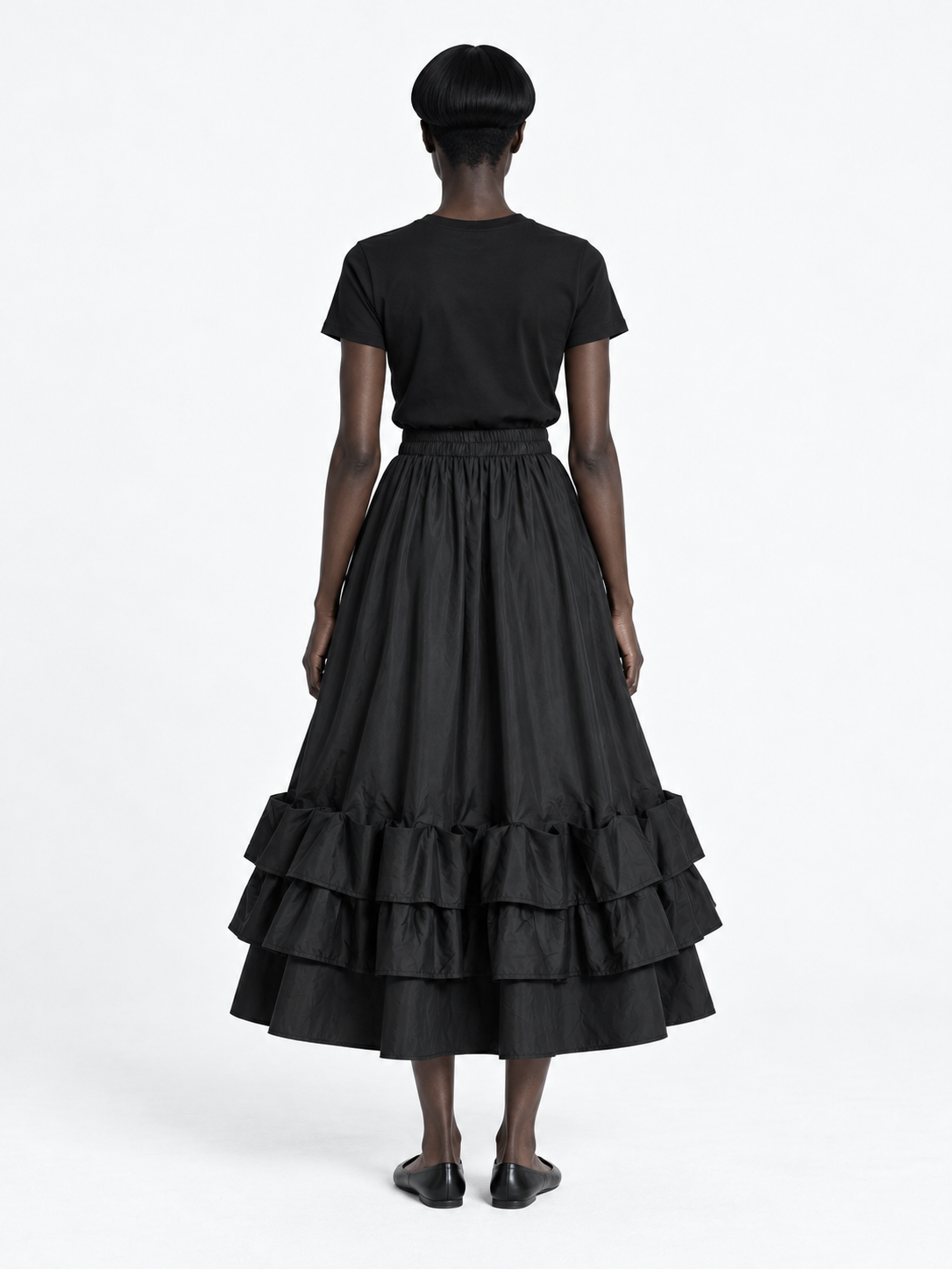 Double-Ruffle Midi Skirt