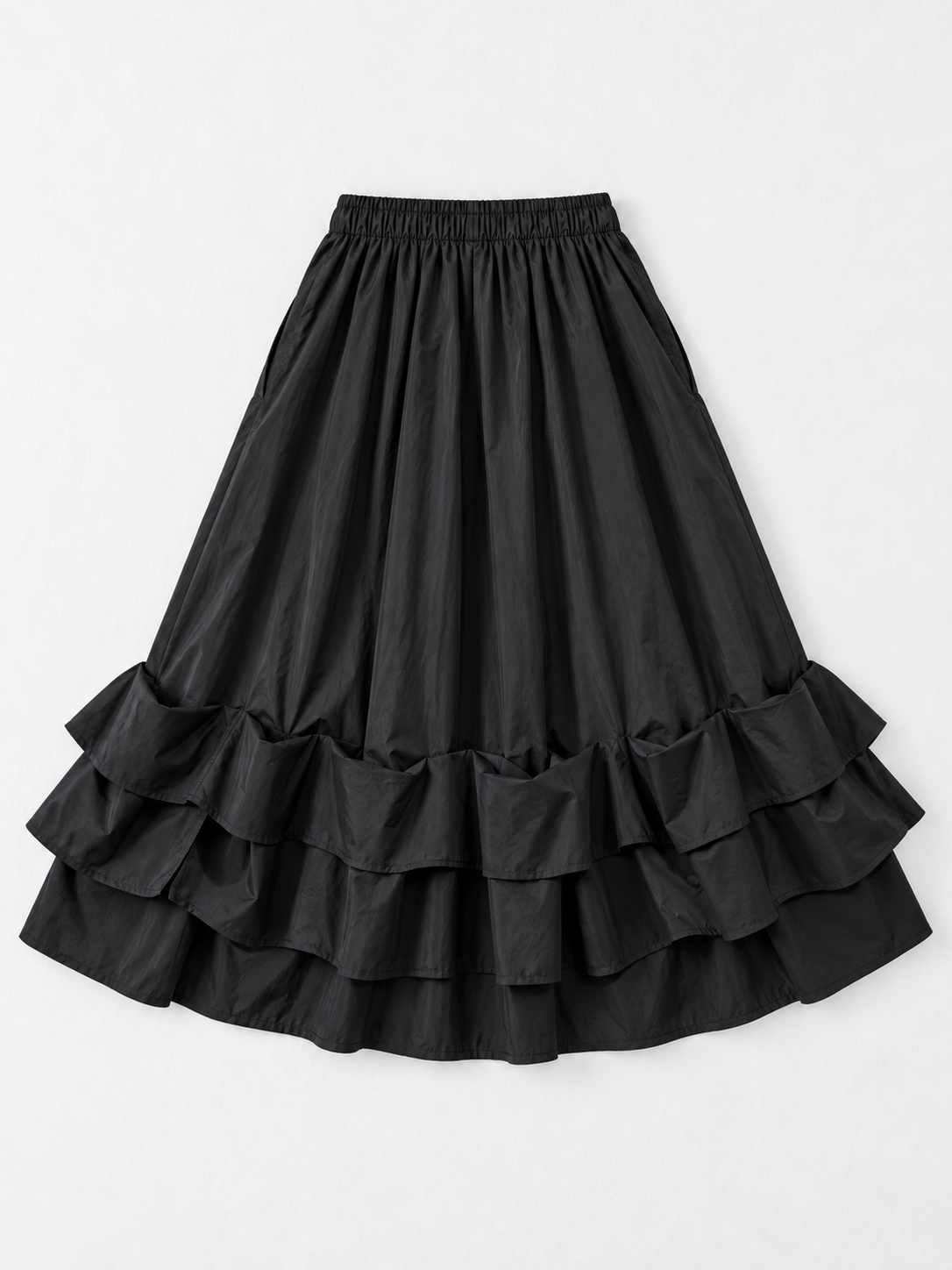 Double-Ruffle Midi Skirt