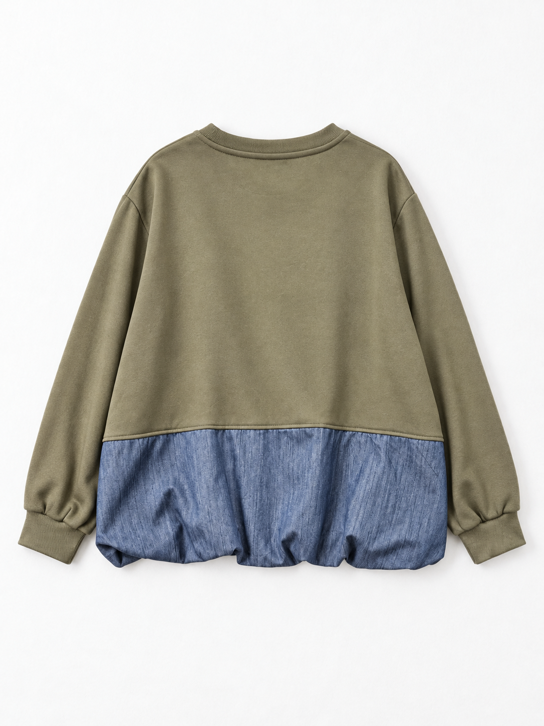 Pocket Denim-Hem Sweatshirt