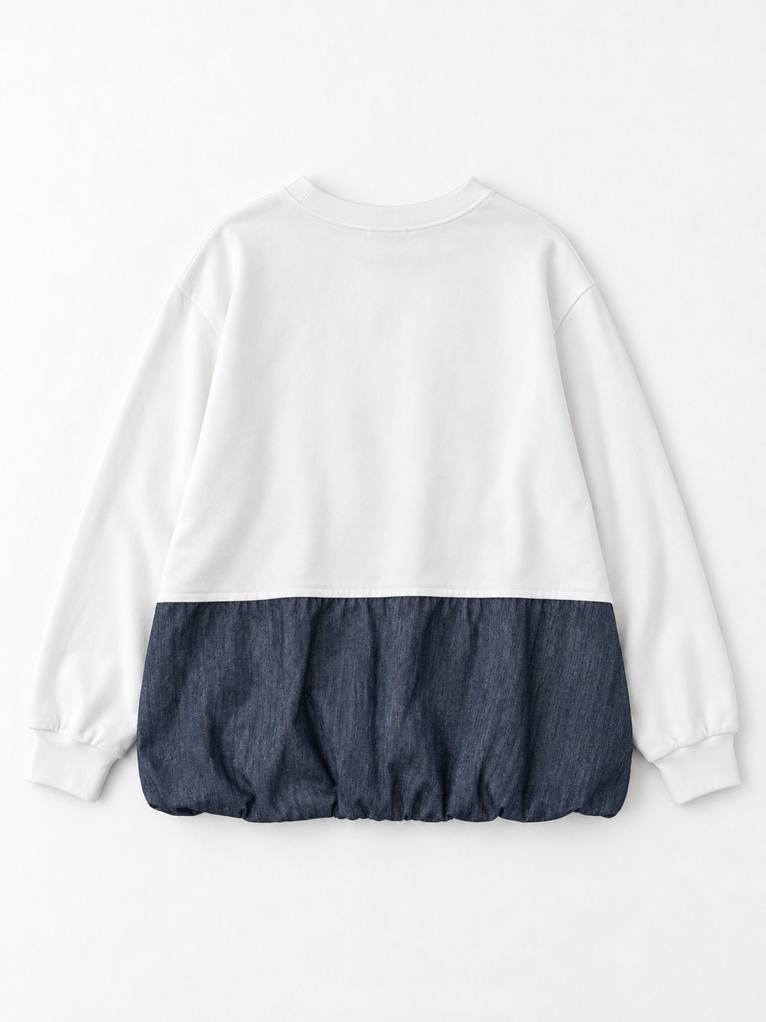 Pocket Denim-Hem Sweatshirt