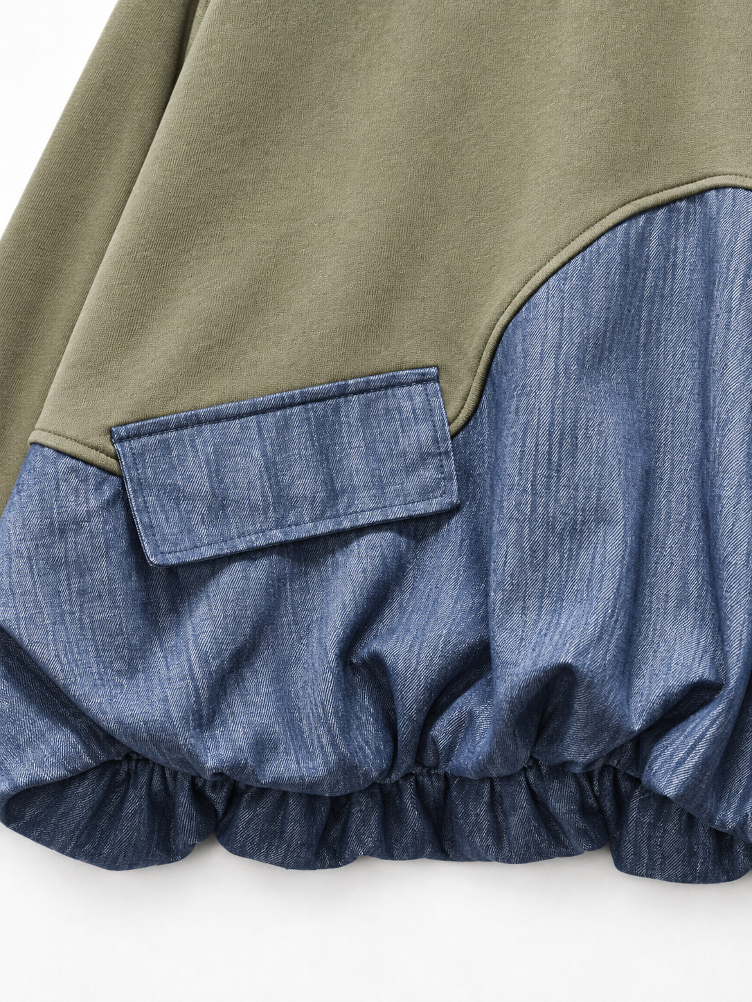 Pocket Denim-Hem Sweatshirt