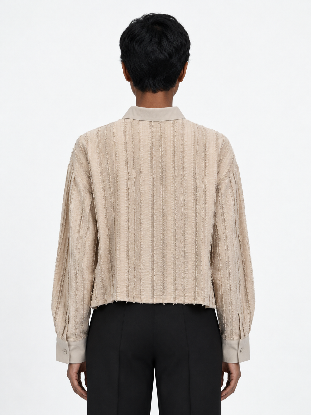Textured Stripe Cropped Shirt