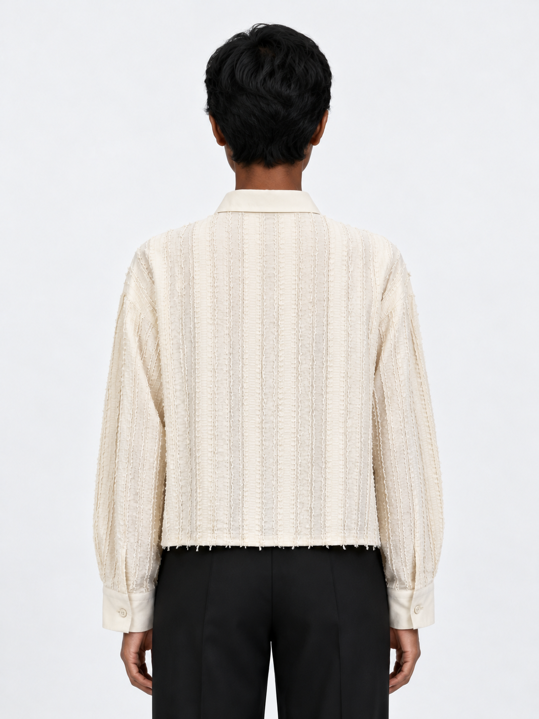 Textured Stripe Cropped Shirt