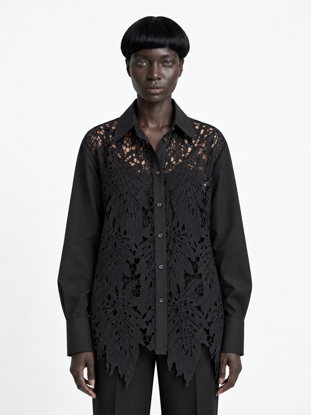 Floral Lace-Front Shirt