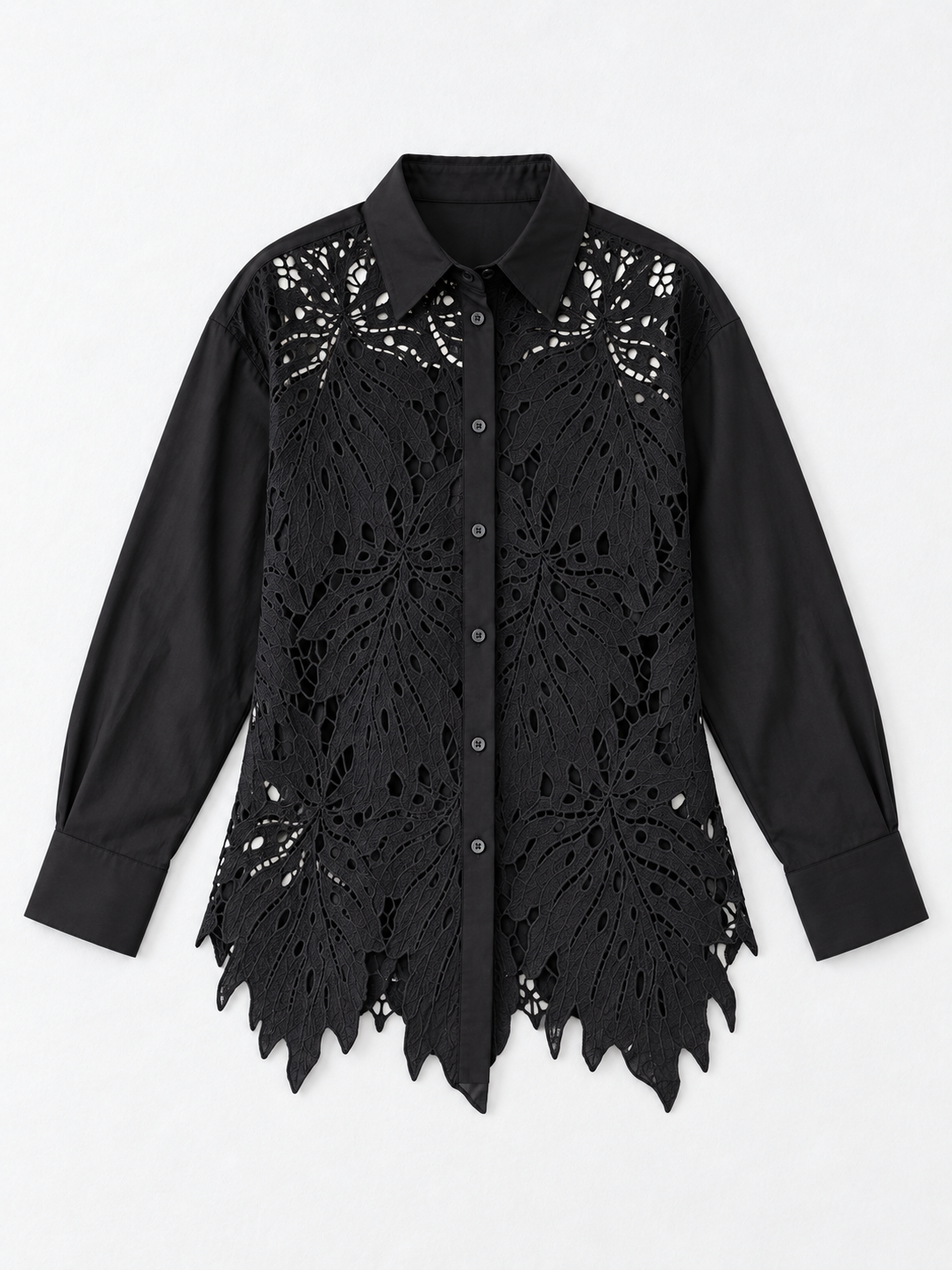 Floral Lace-Front Shirt