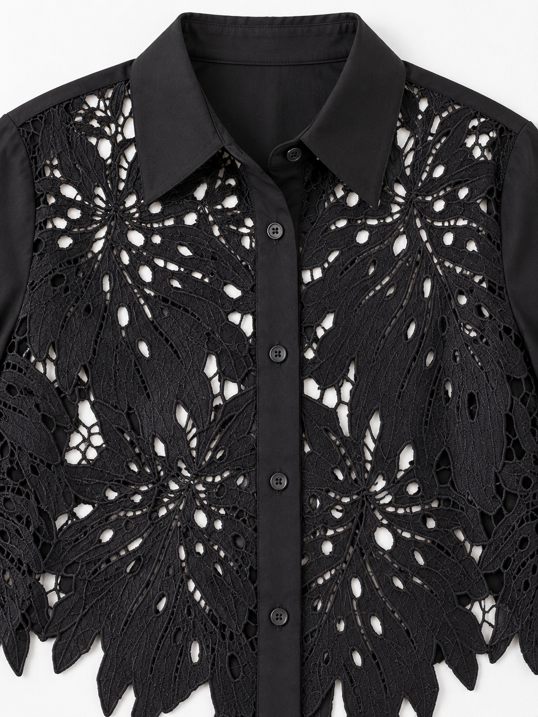 Floral Lace-Front Shirt
