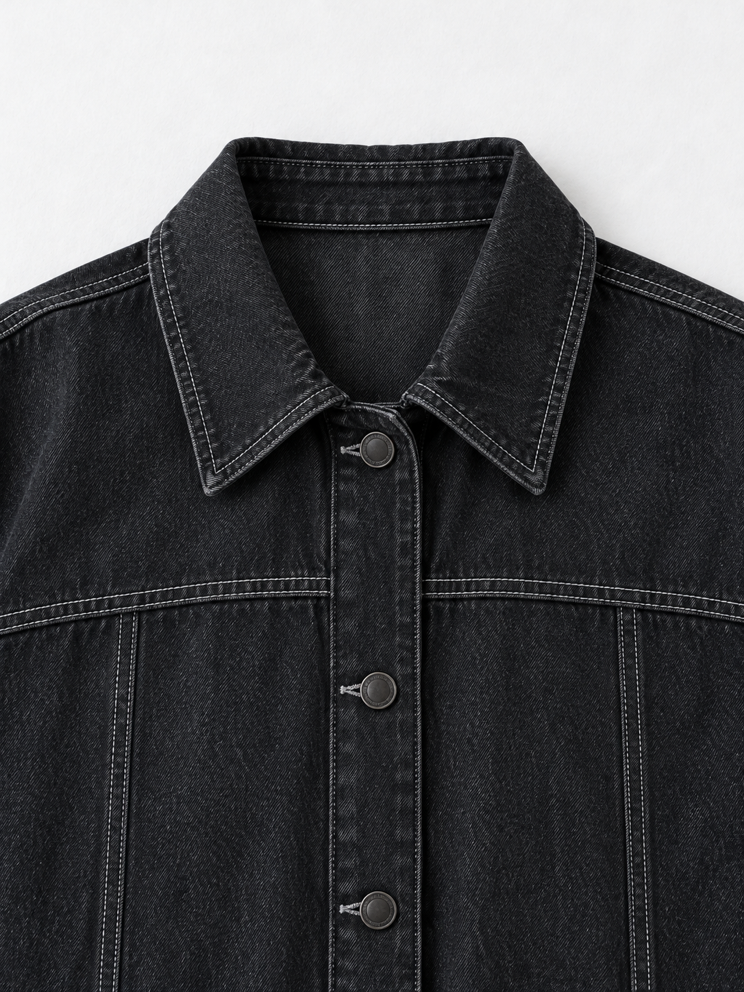 Ruffle-Hem Denim Long Coat