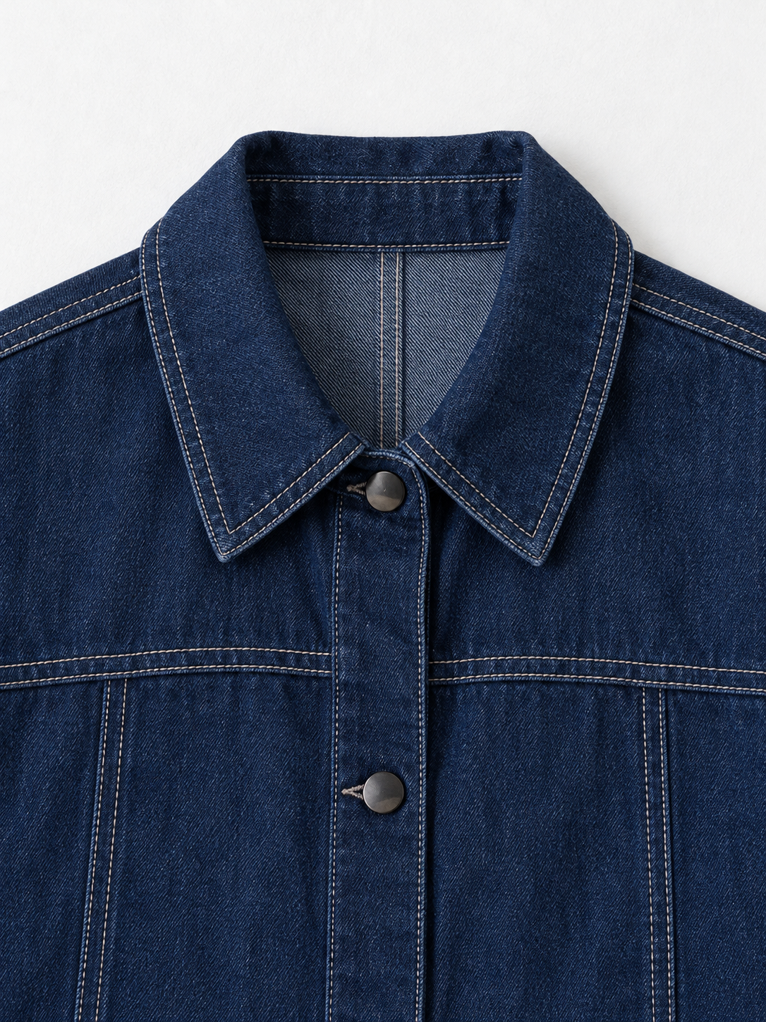 Ruffle-Hem Denim Long Coat