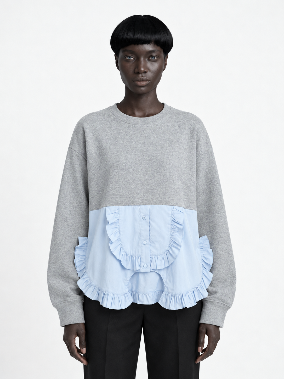 Ruffled Panel-Hem Sweatshirt
