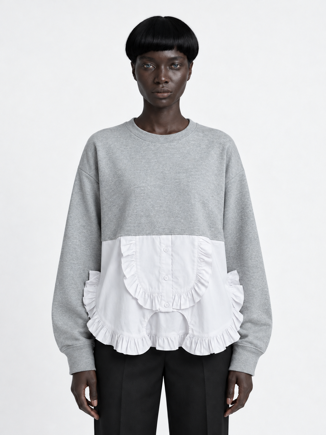 Ruffled Panel-Hem Sweatshirt