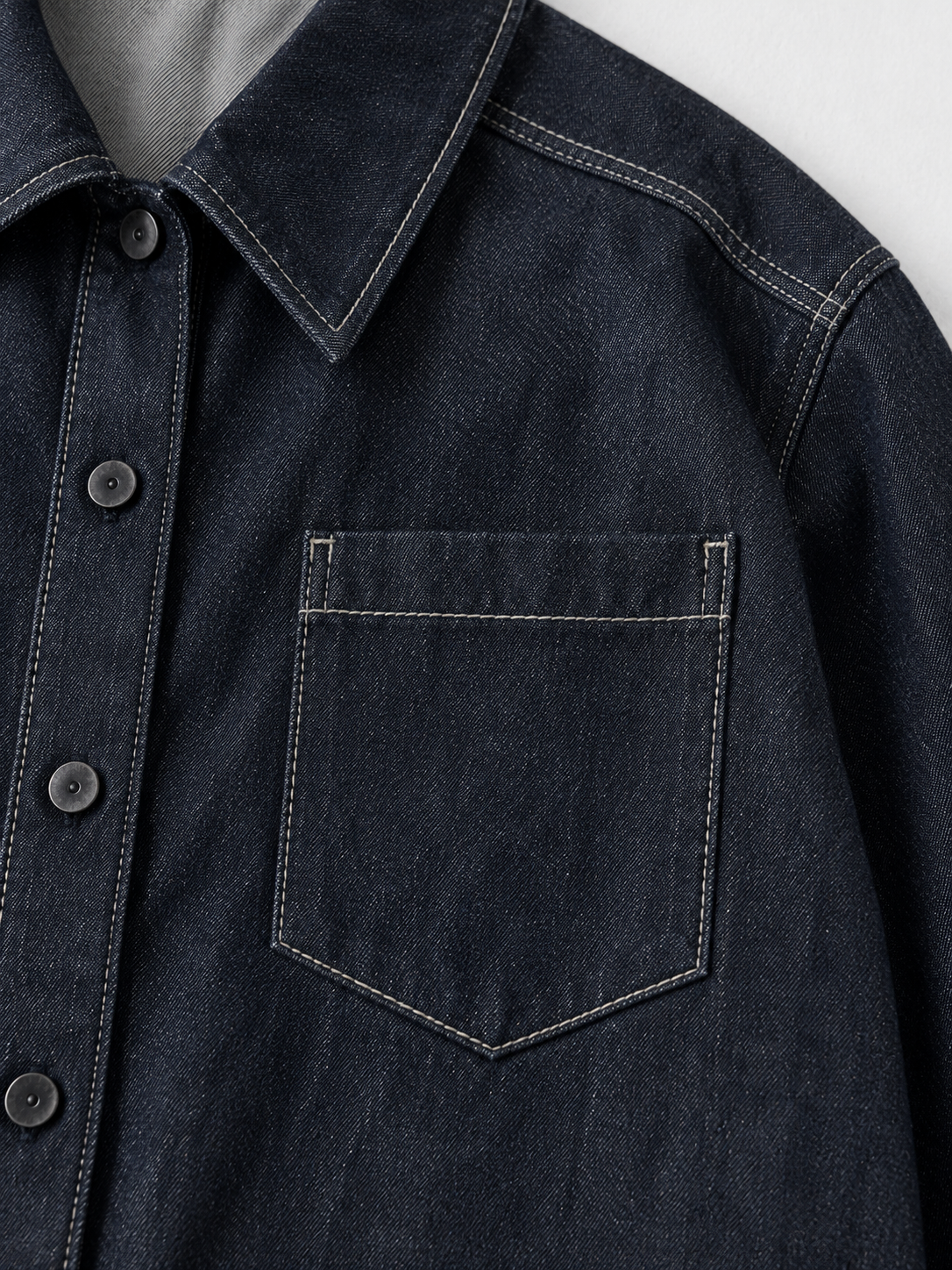 Gingham-Trim Denim Jacket