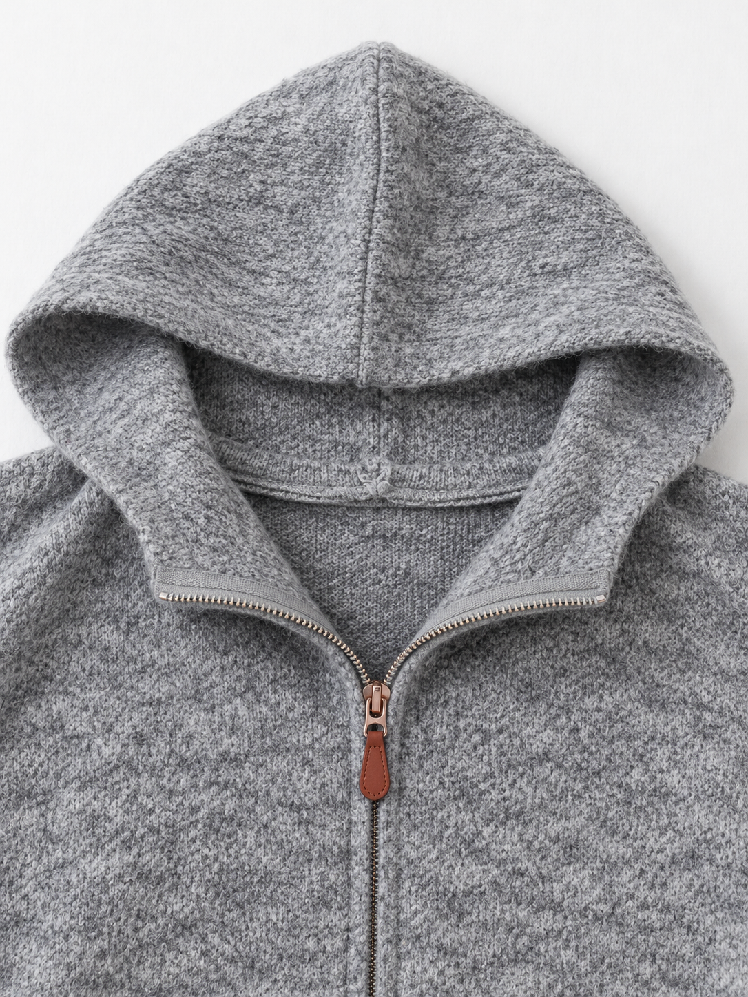 Hooded Denim-Pocket Knit Jacket
